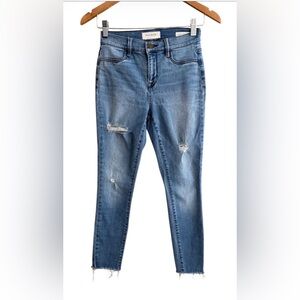 PacSun Light Blue Distressed High Rise Skinny Ankle Jeans with Raw Hem